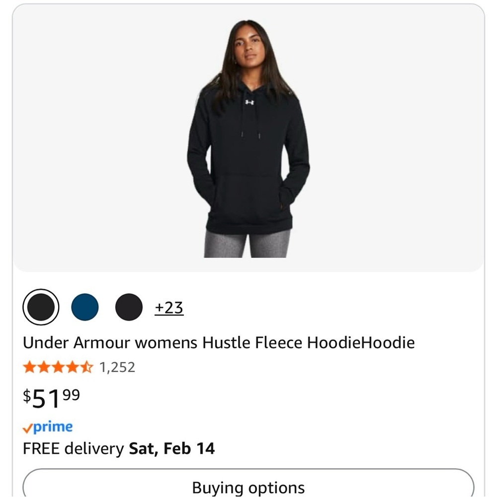 Under Armour Women's Hustle Hoodie Black | White LG - Picture 10 of 12